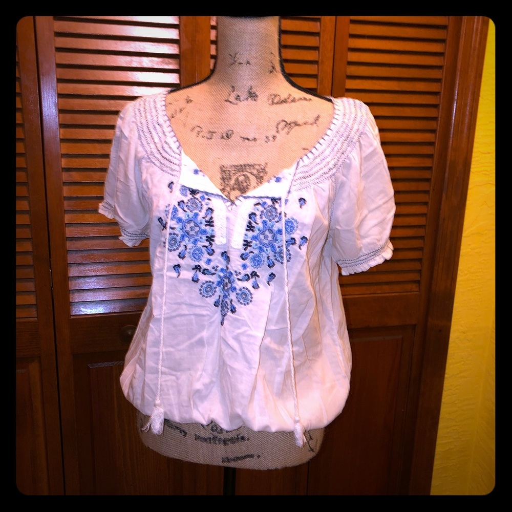 White & Blue embroidered shirt